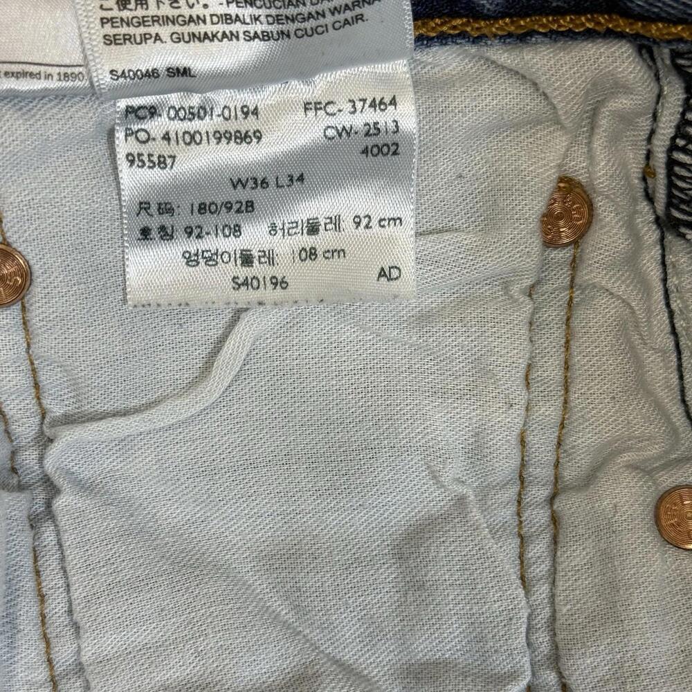 Levi's 501 XX Jeans Mens 36x34 Distressed Blue Denim Straight Leg Button Fly - Picture 12 of 13
